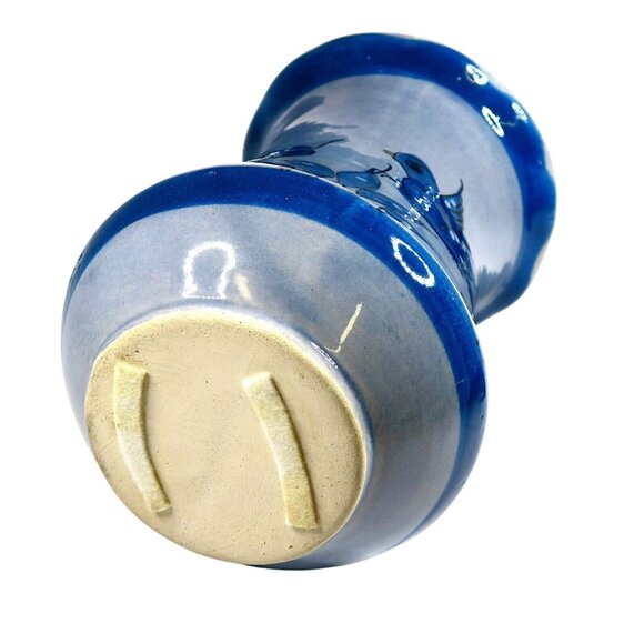 Vintage Tonalá Pottery Vase – Signed Blue Bird & Butterfly – 5.5" Mexico Art - Picture 6 of 7